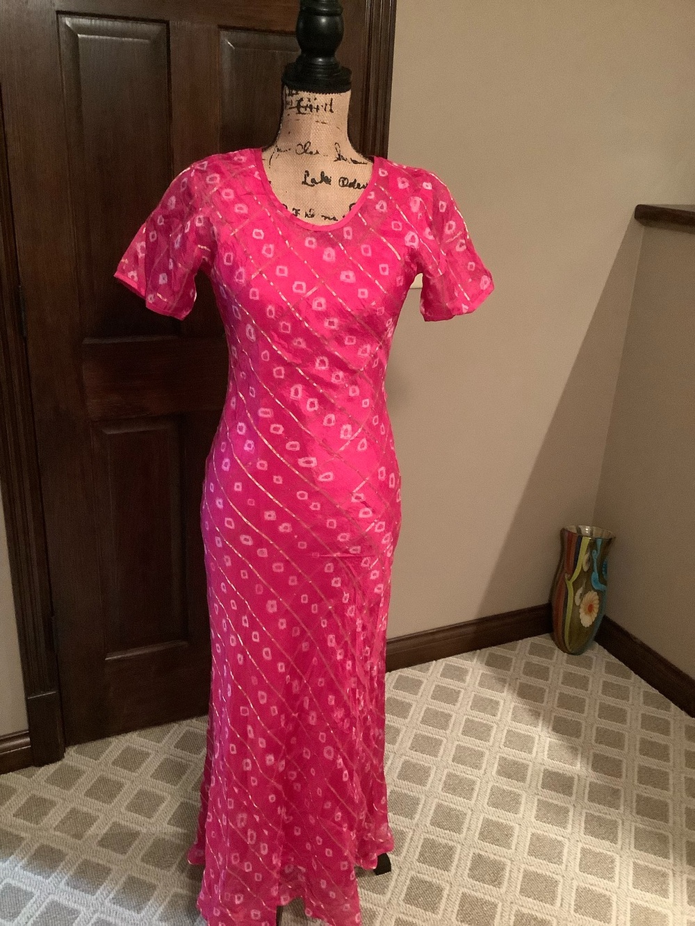 Papillon Blanc Hot Pink Printed Maxi Dress